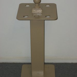 A metal stand with a ball on top of it.